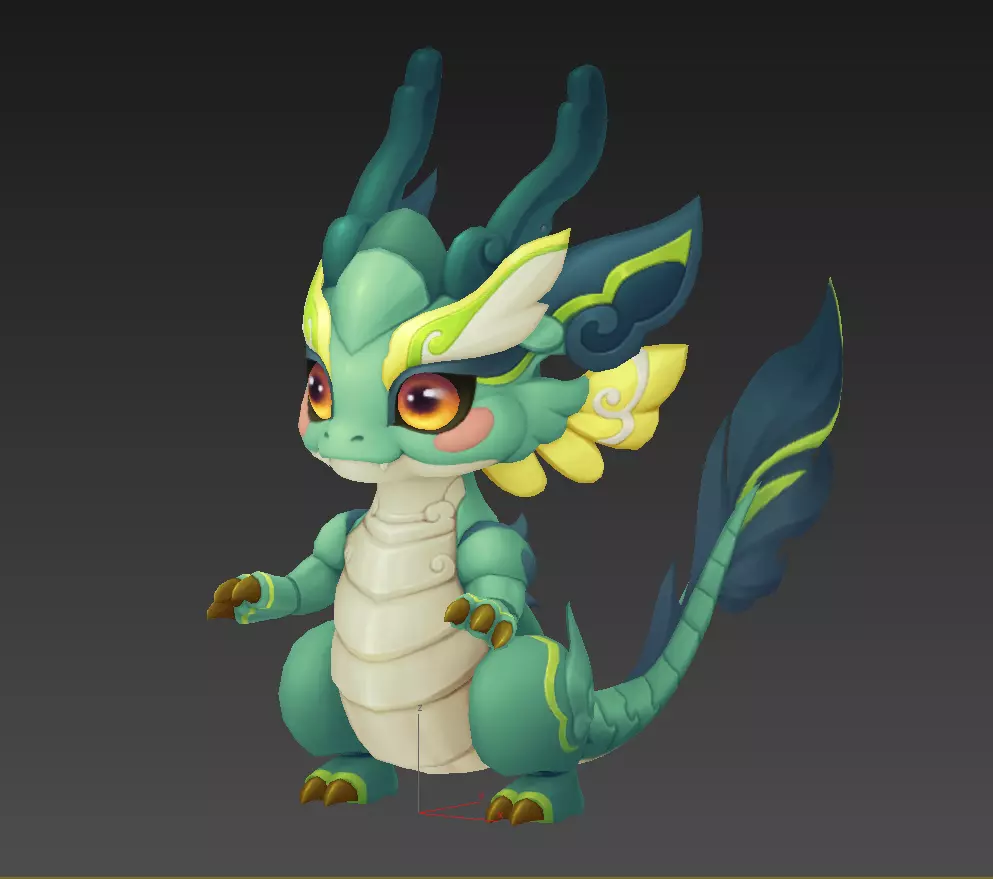 Cartoon version of Xiaolong Low-poly 3D model_1