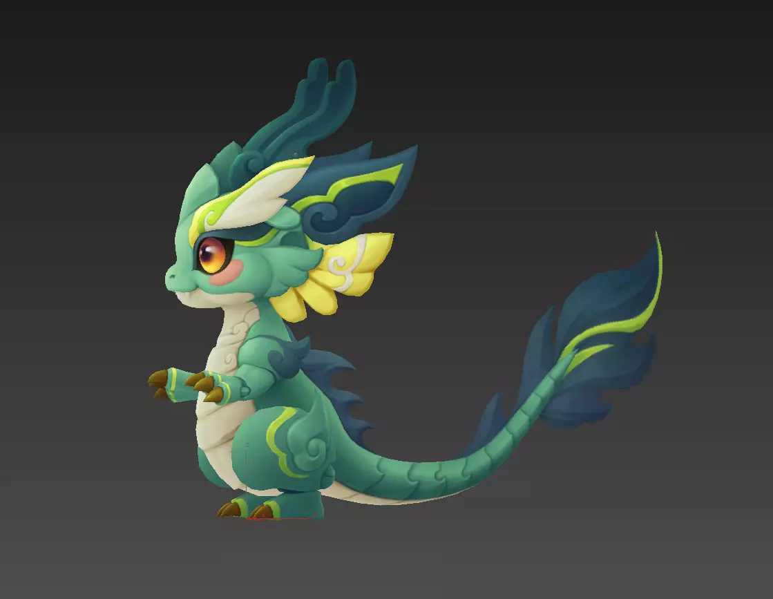 Cartoon version of Xiaolong Low-poly 3D model_4