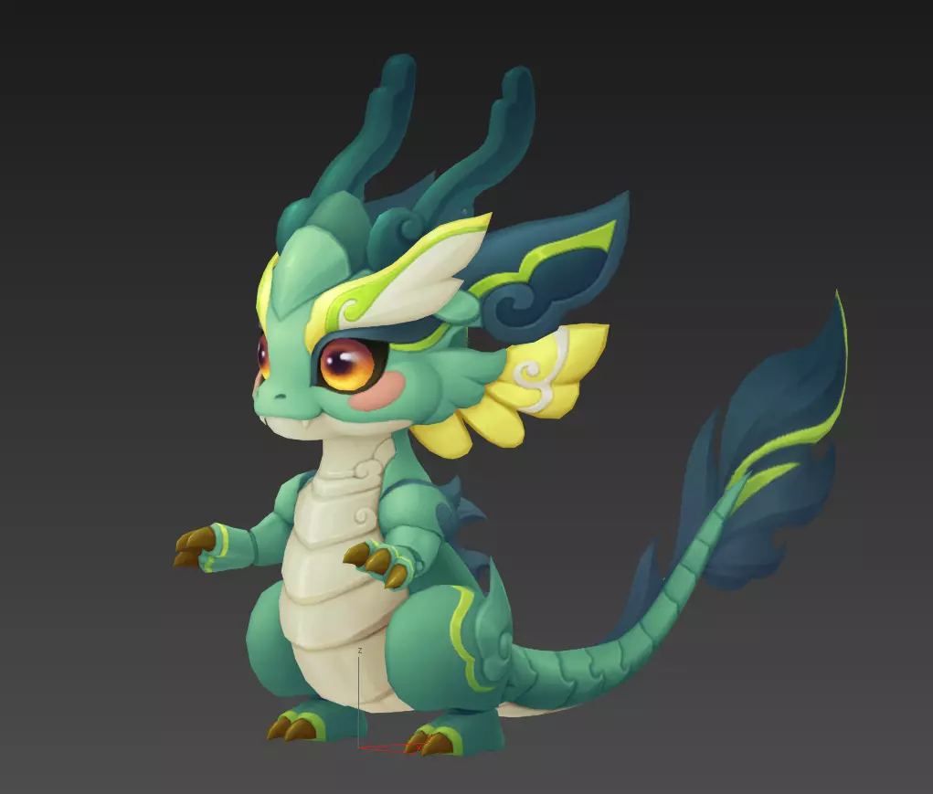 Cartoon version of Xiaolong Low-poly 3D model_6