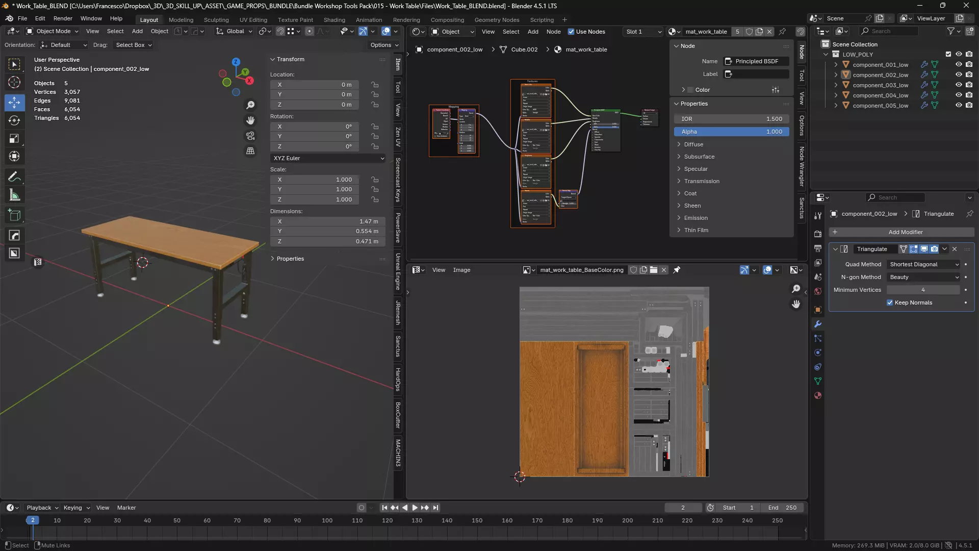 Workshop Table 3D Model - Game-Ready Low-poly 3D model_1