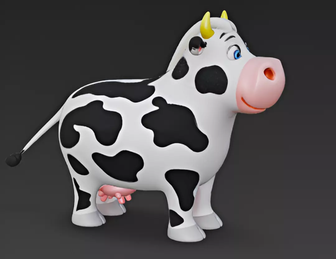 Cartoon Style Cow 3D Model 3D model_2