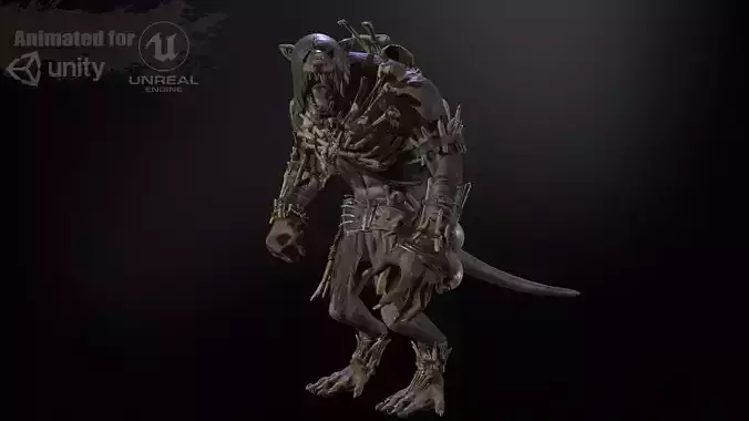 RatMan Warrior2 Low-poly 3D model