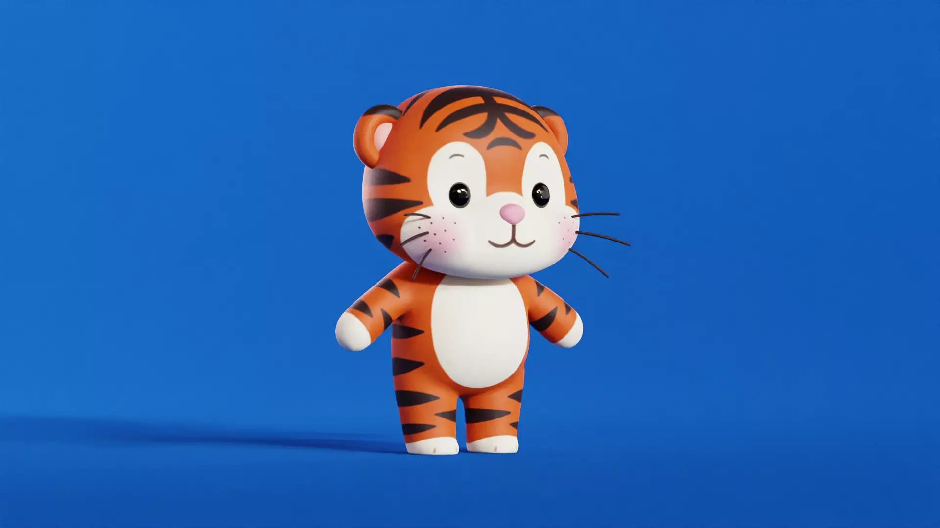 Cartoon Tiger Character Chibi Kawaii Low-poly 3D model_6