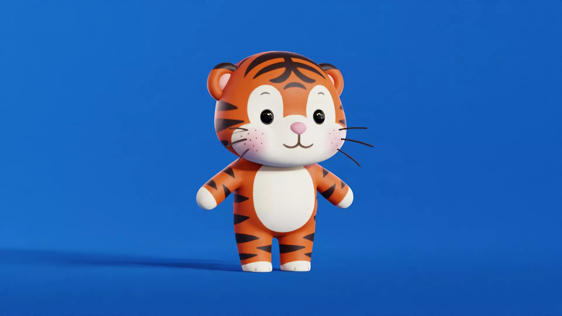 Cartoon Tiger Character Chibi Kawaii Low-poly 3D model_1