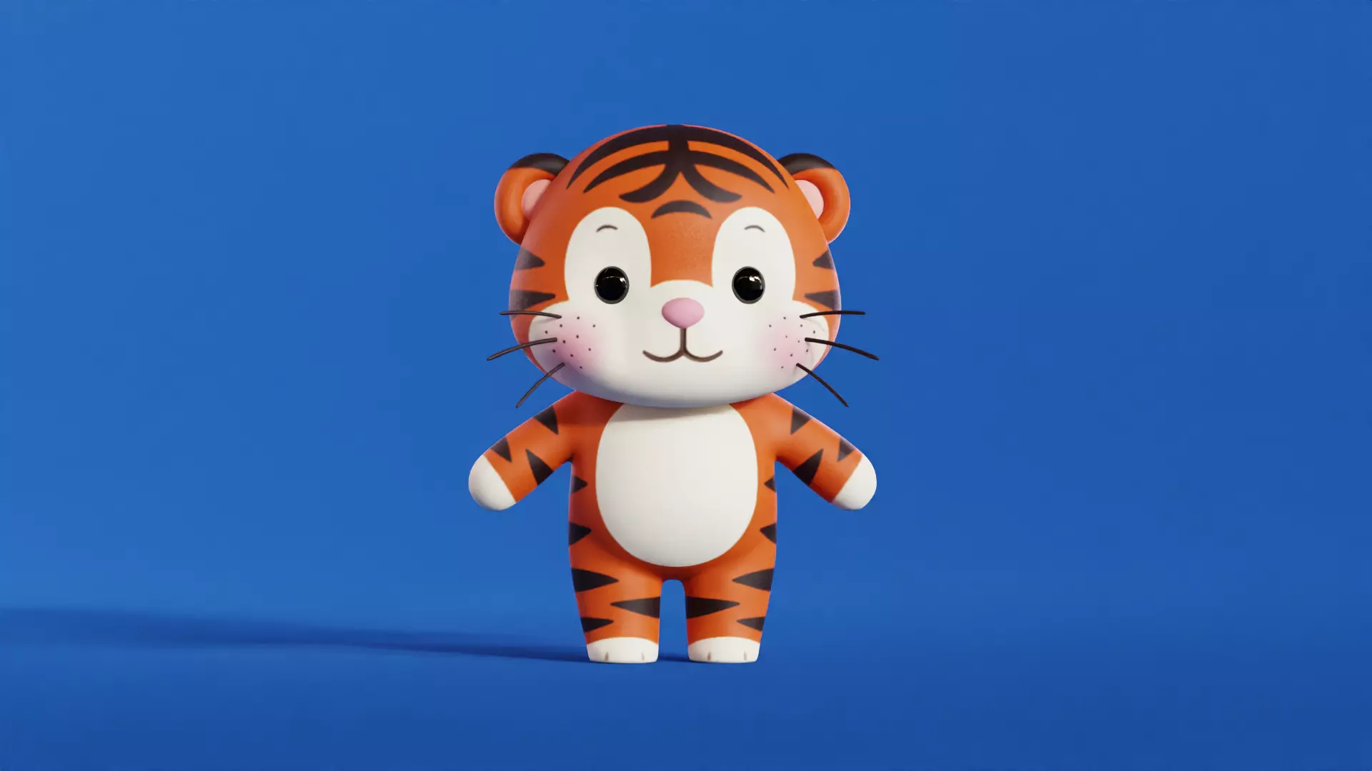 Cartoon Tiger Character Chibi Kawaii Low-poly 3D model_0