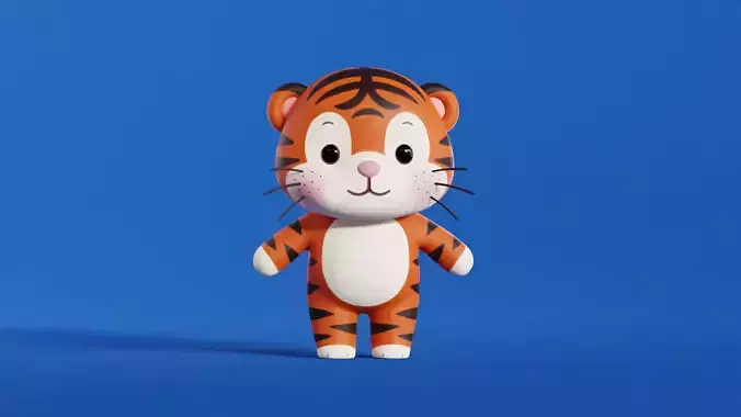 Cartoon Tiger Character Chibi Kawaii