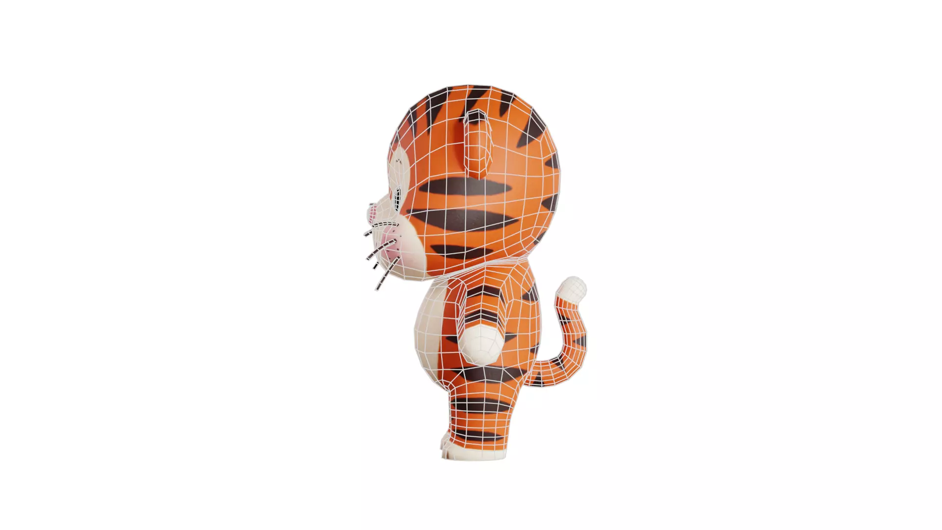 Cartoon Tiger Character Chibi Kawaii Low-poly 3D model_12
