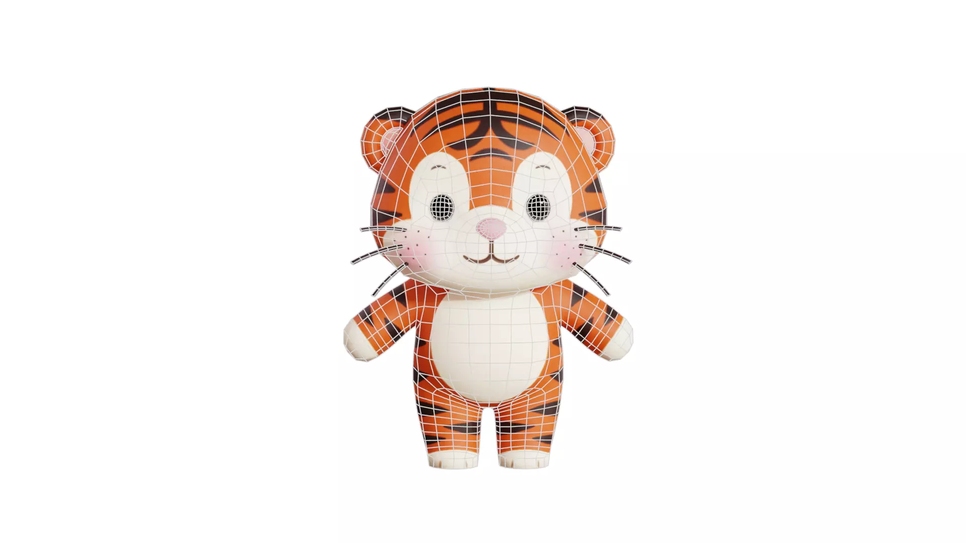 Cartoon Tiger Character Chibi Kawaii Low-poly 3D model_11
