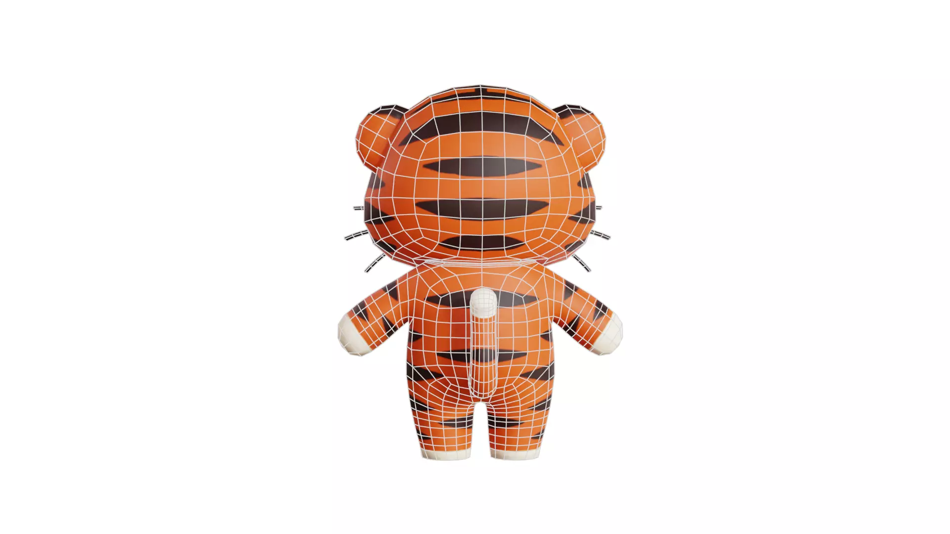 Cartoon Tiger Character Chibi Kawaii Low-poly 3D model_14