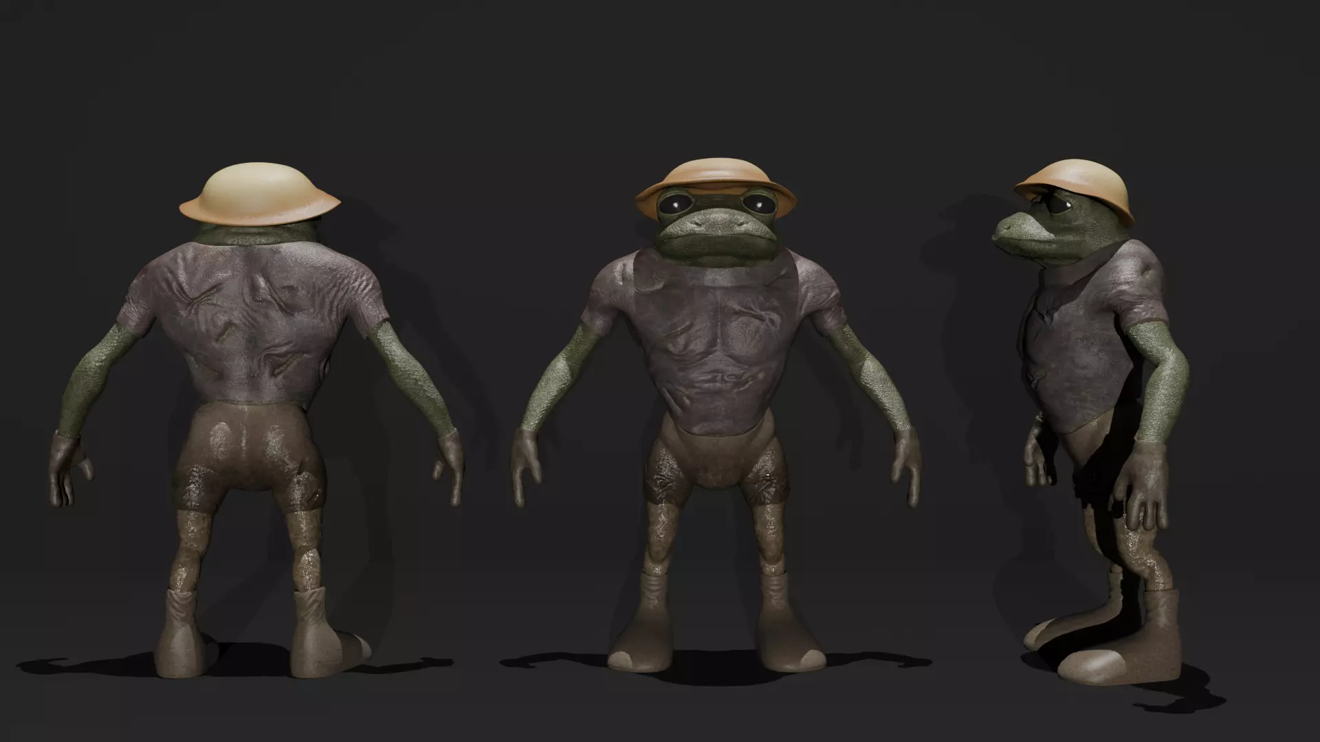 frogman jungle explorer version 8k rigged and textured Low-poly 3D model_2