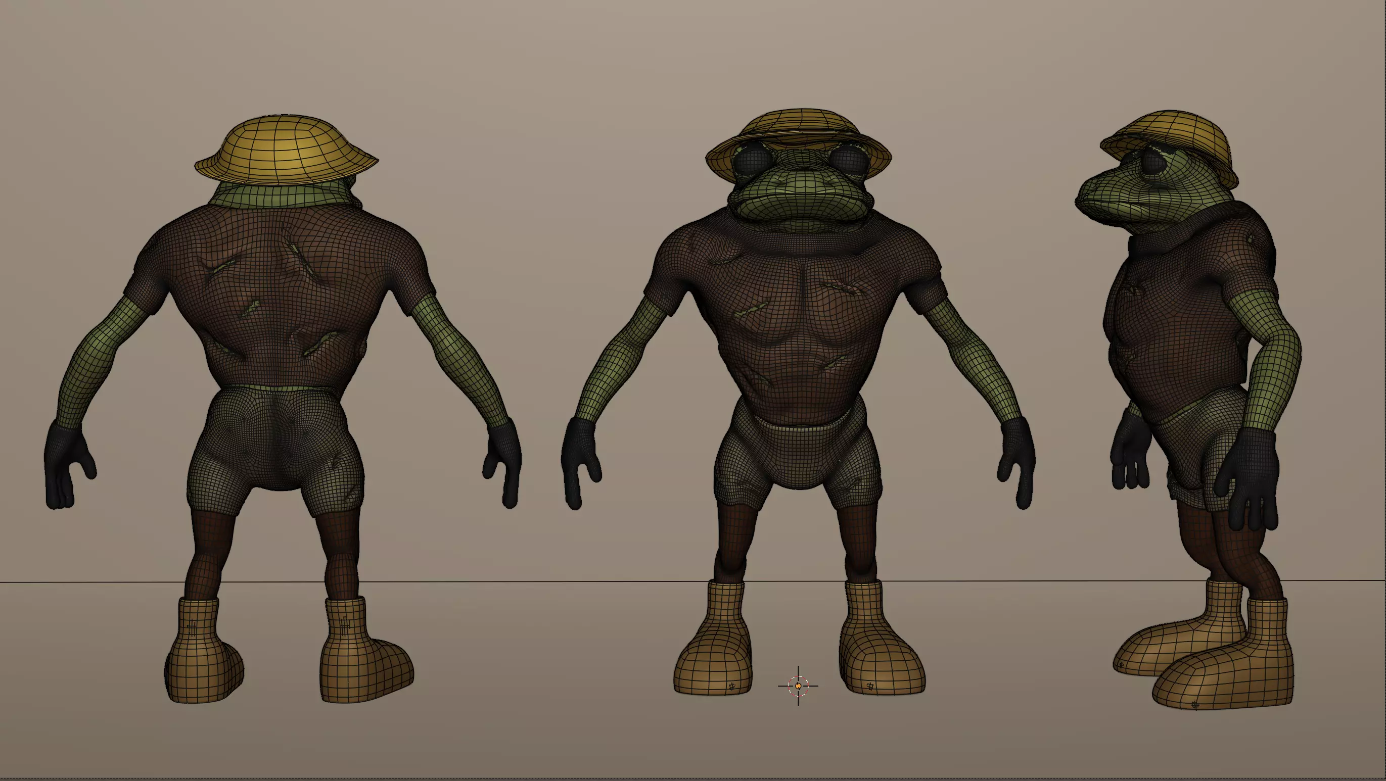 frogman jungle explorer version 8k rigged and textured Low-poly 3D model_3