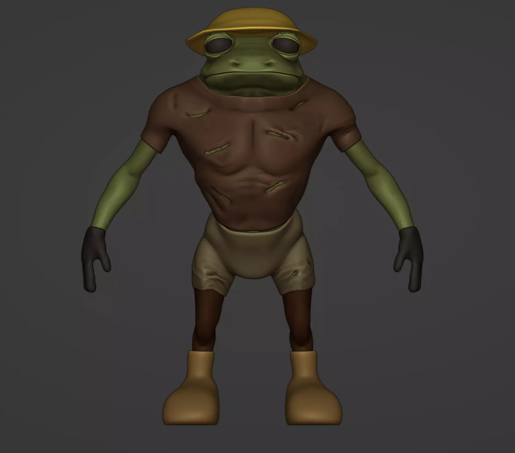 frogman jungle explorer version 8k rigged and textured Low-poly 3D model_5