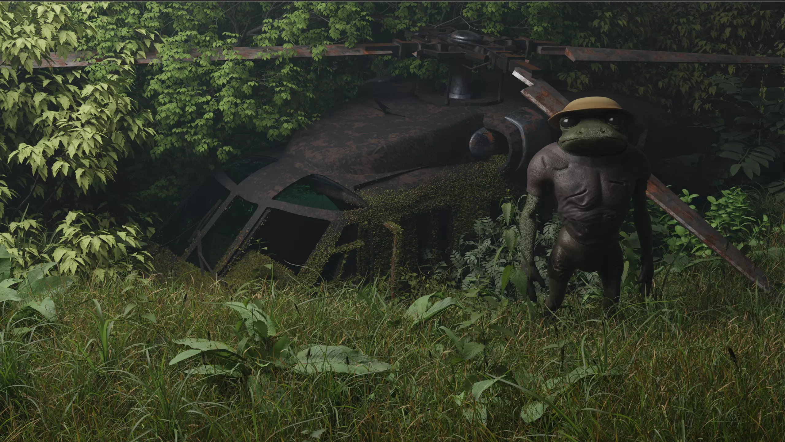 frogman jungle explorer version 8k rigged and textured Low-poly 3D model_0