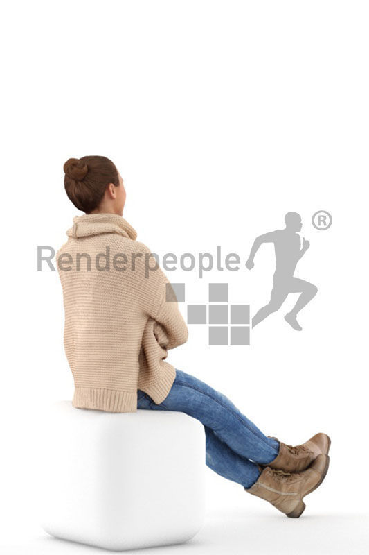 Julia 0264 Sitting Smiling Woman Wearing A Sweater 3D model_4