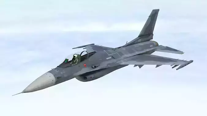 Fighter Jet Flying In Sky Plane V09 Low Poly 3D Model