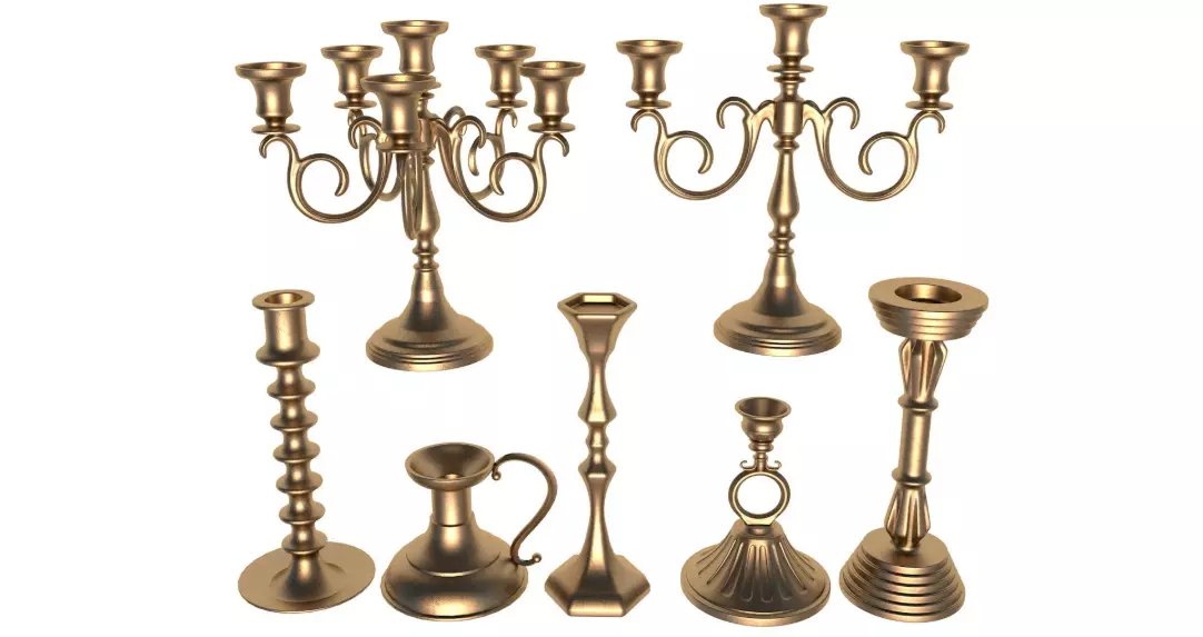 Antique candlestick collection 3D model_0