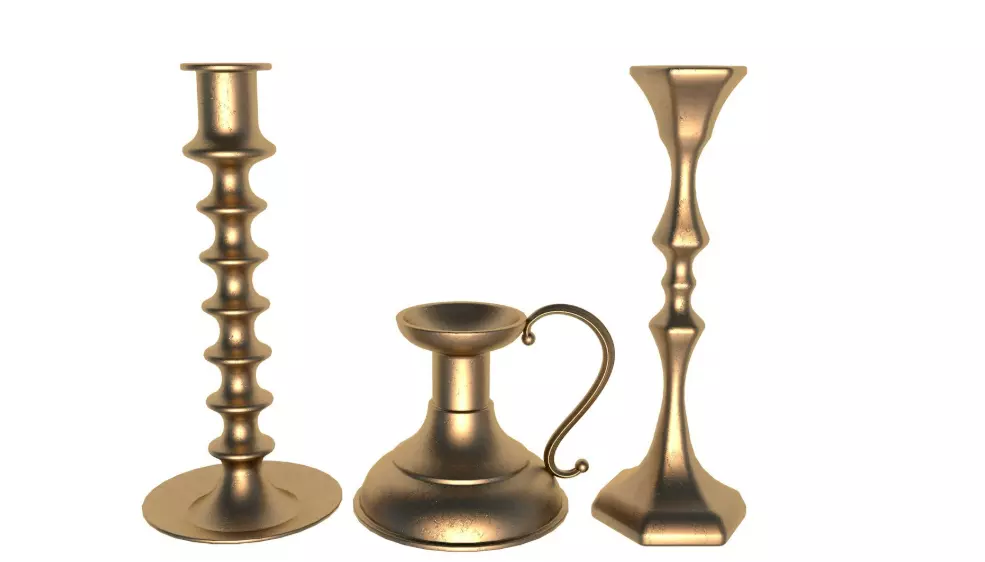 Antique candlestick collection 3D model_2