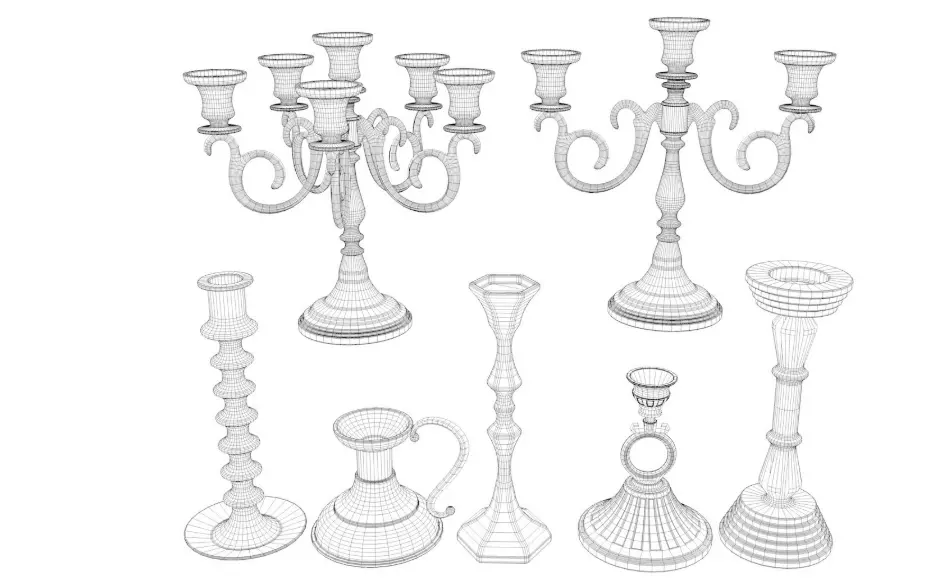Antique candlestick collection 3D model_14