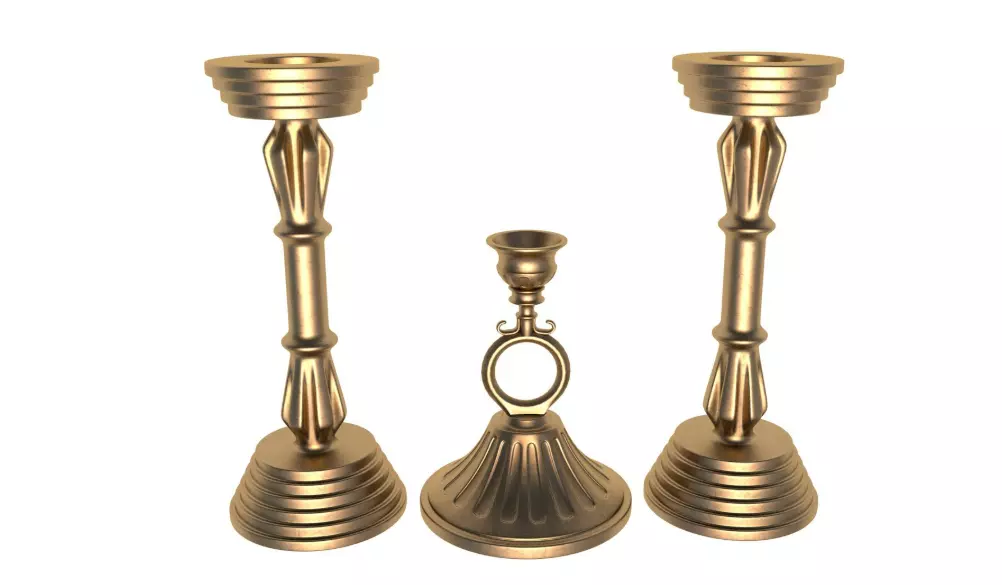 Antique candlestick collection 3D model_3