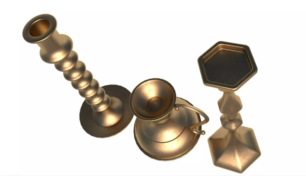 Antique candlestick collection 3D model_5
