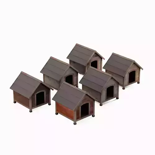 Doghouse Set Low-poly 3D model