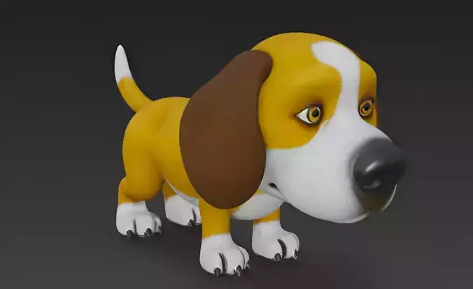 Cartoon Beagle Dog 3D Model