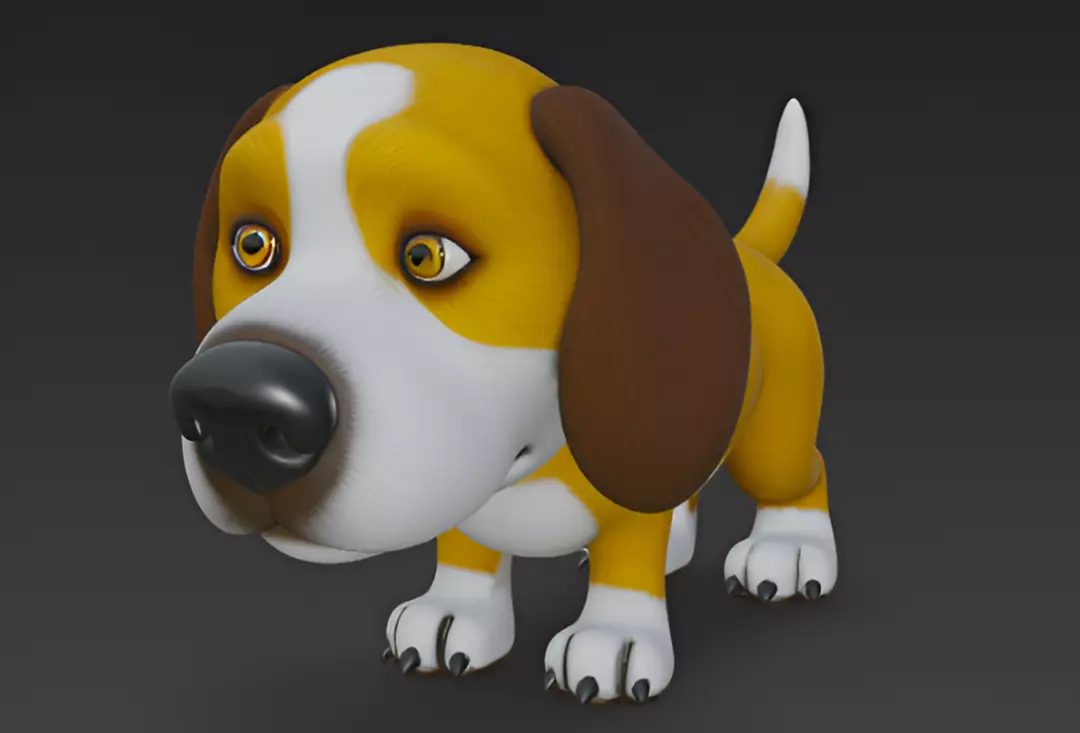 Cartoon Beagle Dog 3D Model 3D model_1