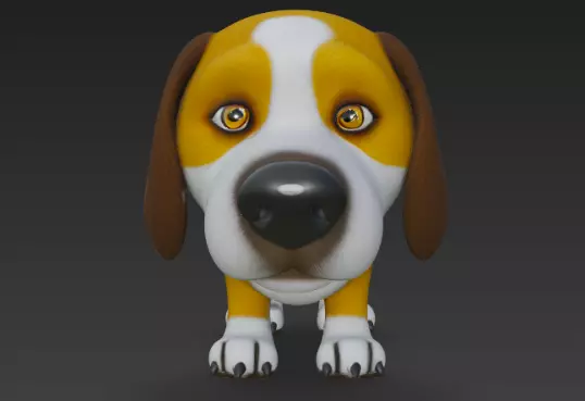 Cartoon Beagle Dog 3D Model 3D model_5