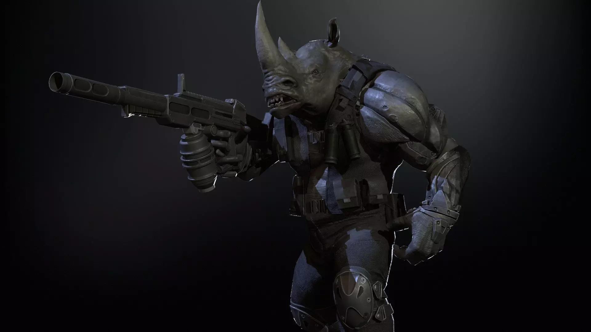 Rhino Soldier Low-poly 3D model_28