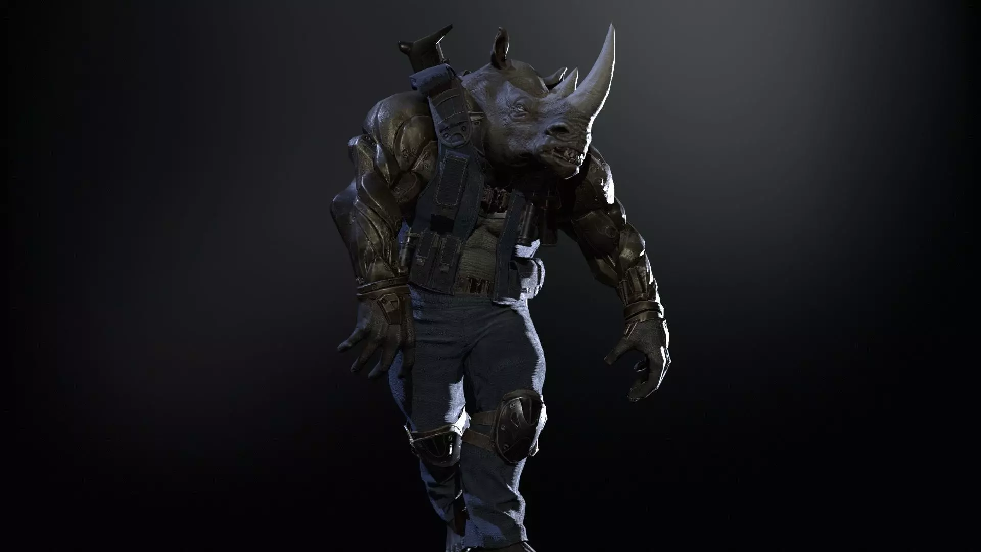 Rhino Soldier Low-poly 3D model_12