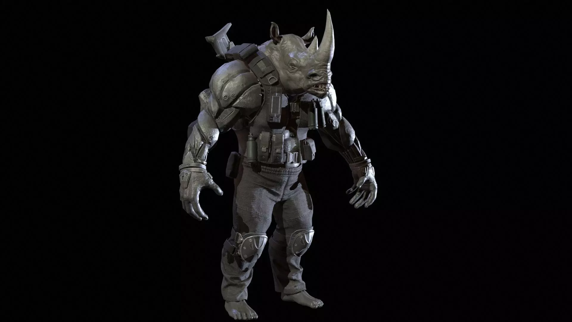 Rhino Soldier Low-poly 3D model_31