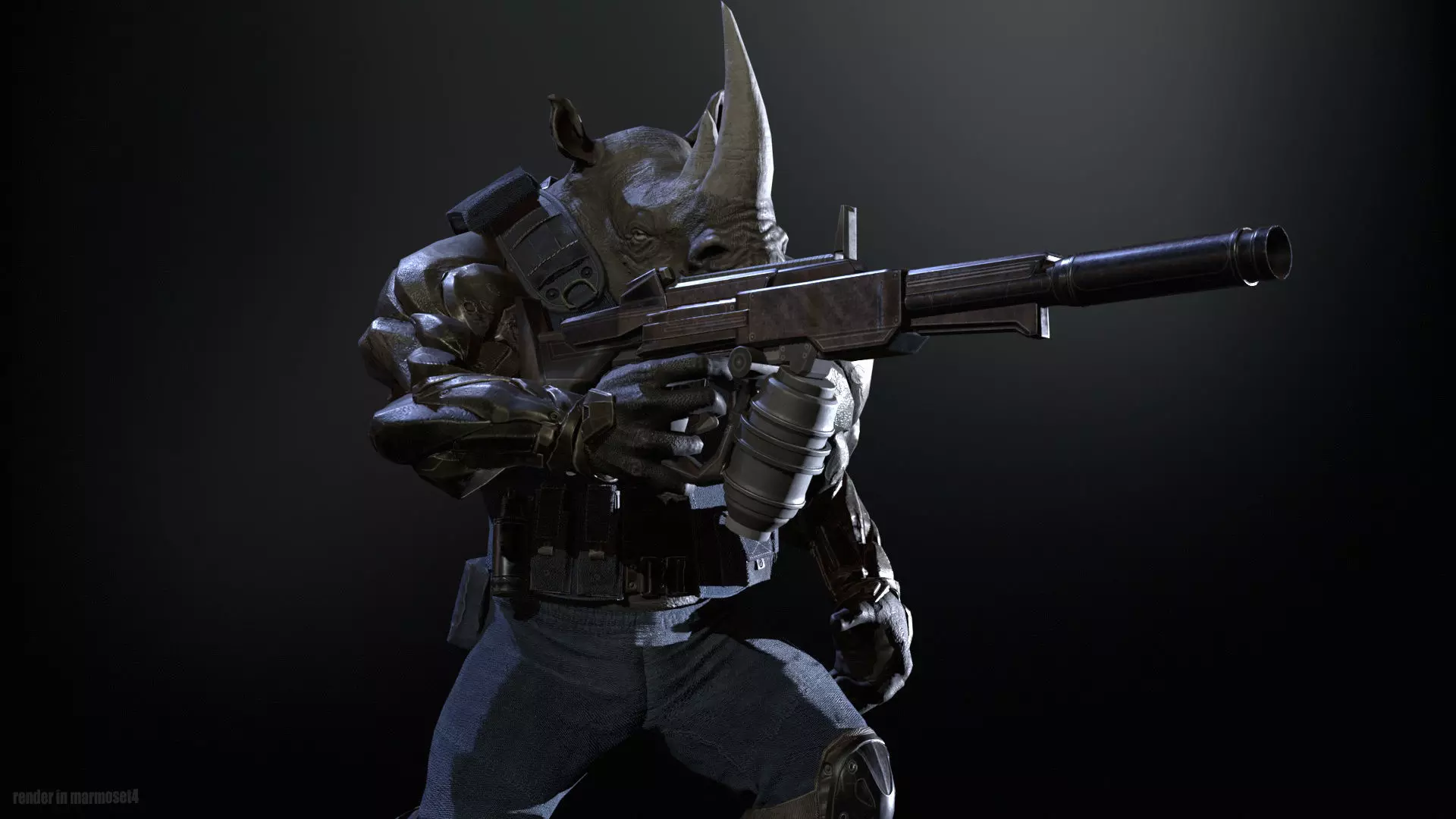 Rhino Soldier Low-poly 3D model_5