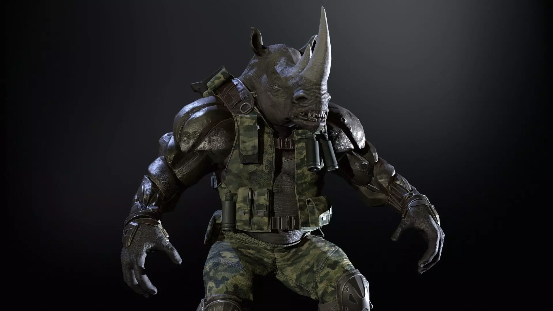 Rhino Soldier Low-poly 3D model_22