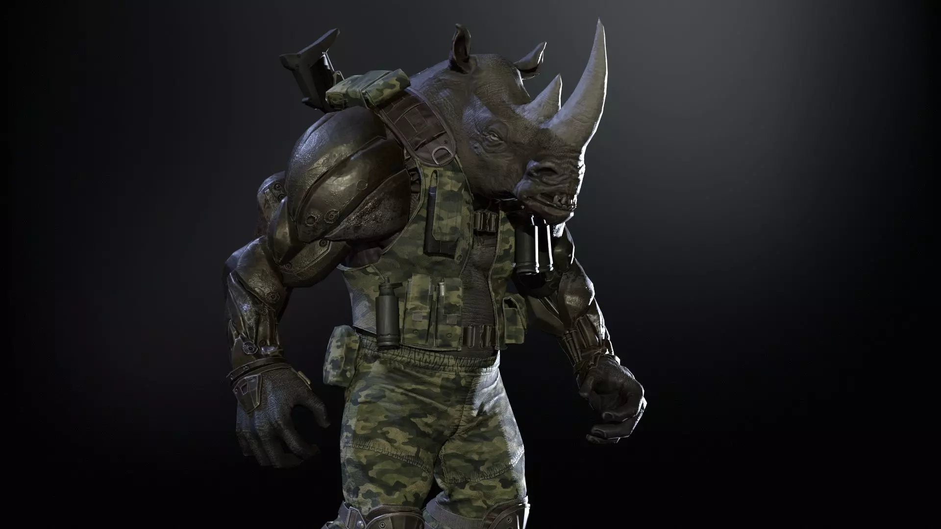 Rhino Soldier Low-poly 3D model_23