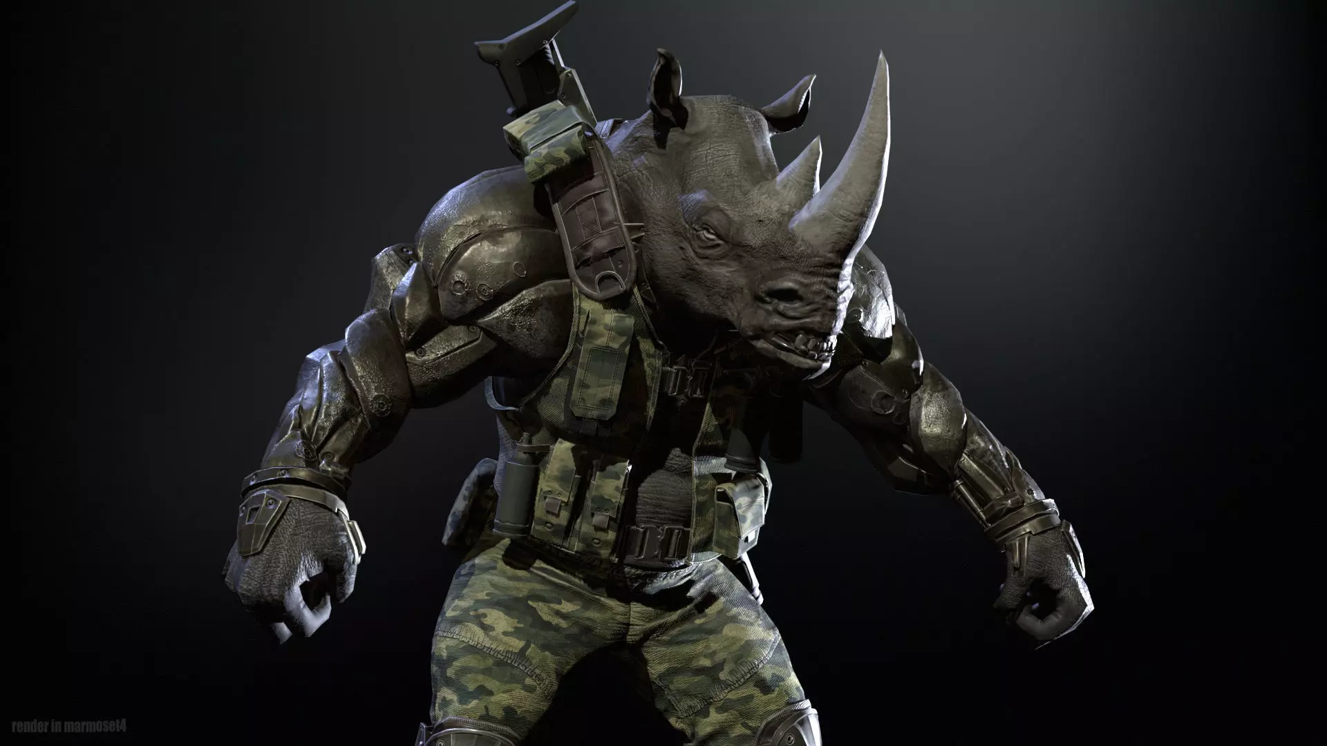 Rhino Soldier Low-poly 3D model_3