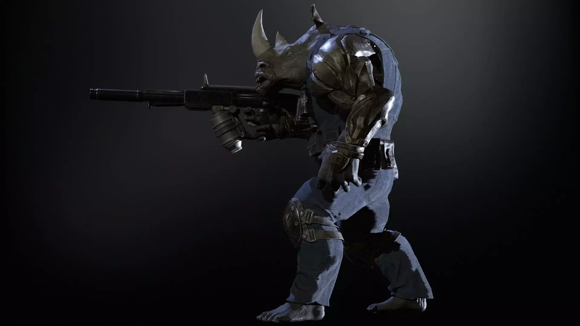 Rhino Soldier Low-poly 3D model_10