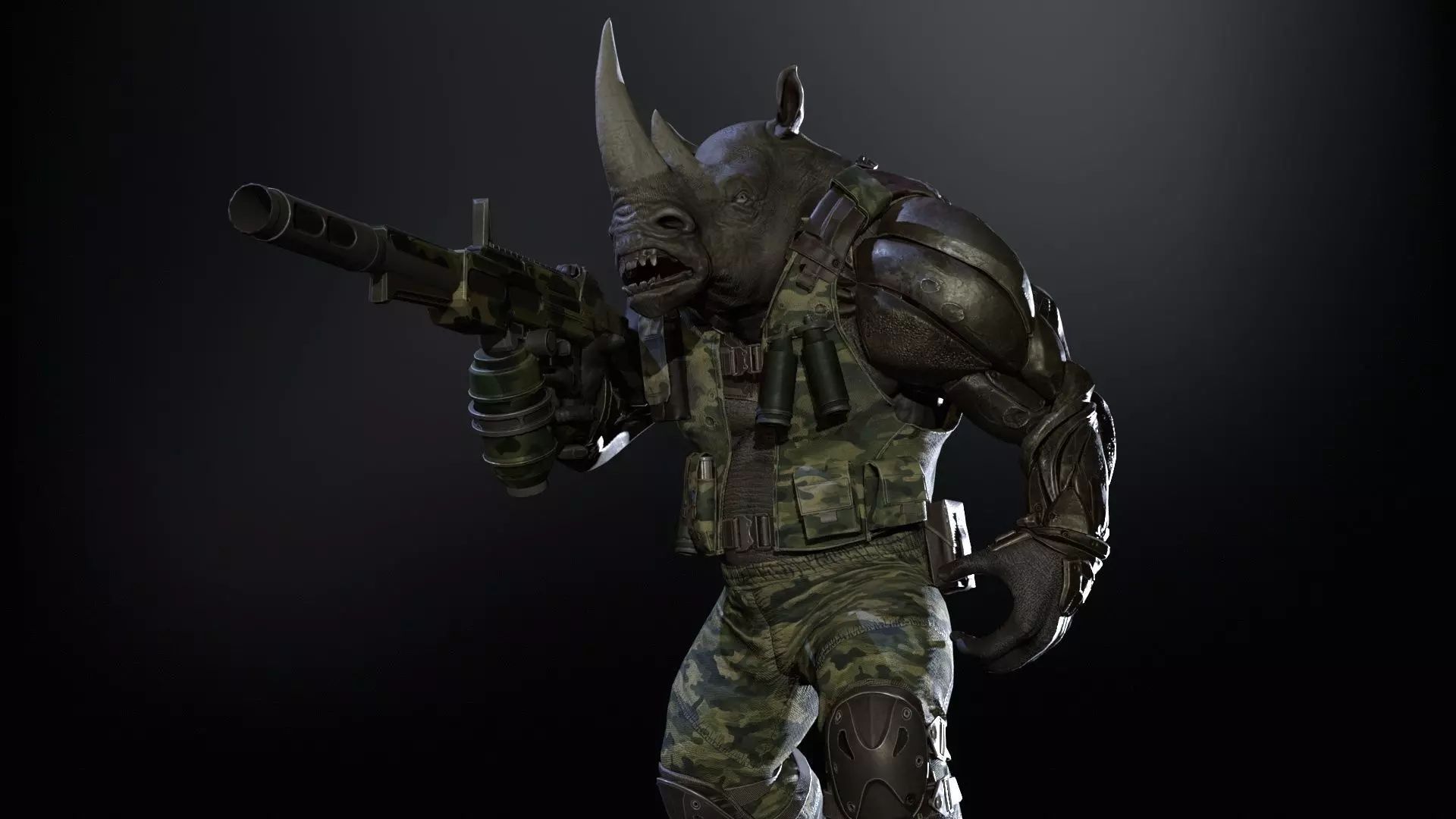 Rhino Soldier Low-poly 3D model_24