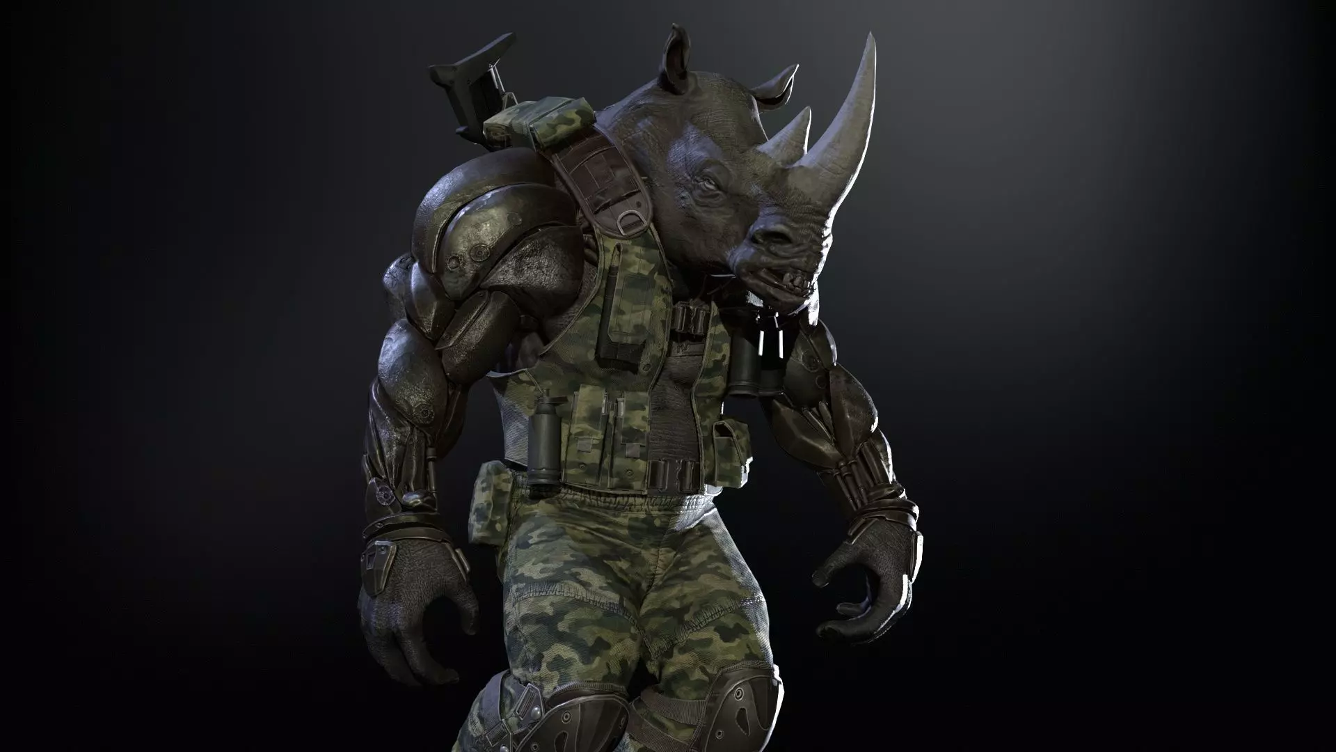 Rhino Soldier Low-poly 3D model_25