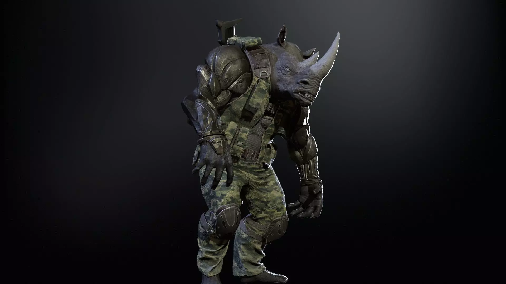 Rhino Soldier Low-poly 3D model_21