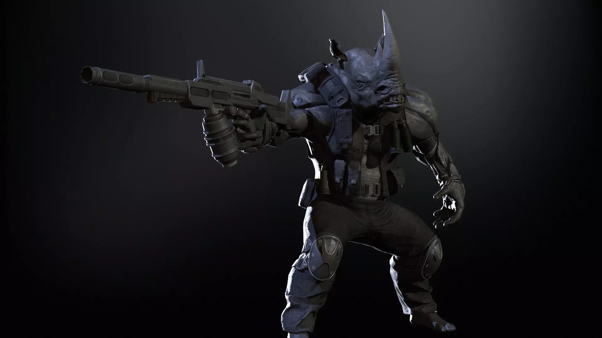 Rhino Soldier Low-poly 3D model_30