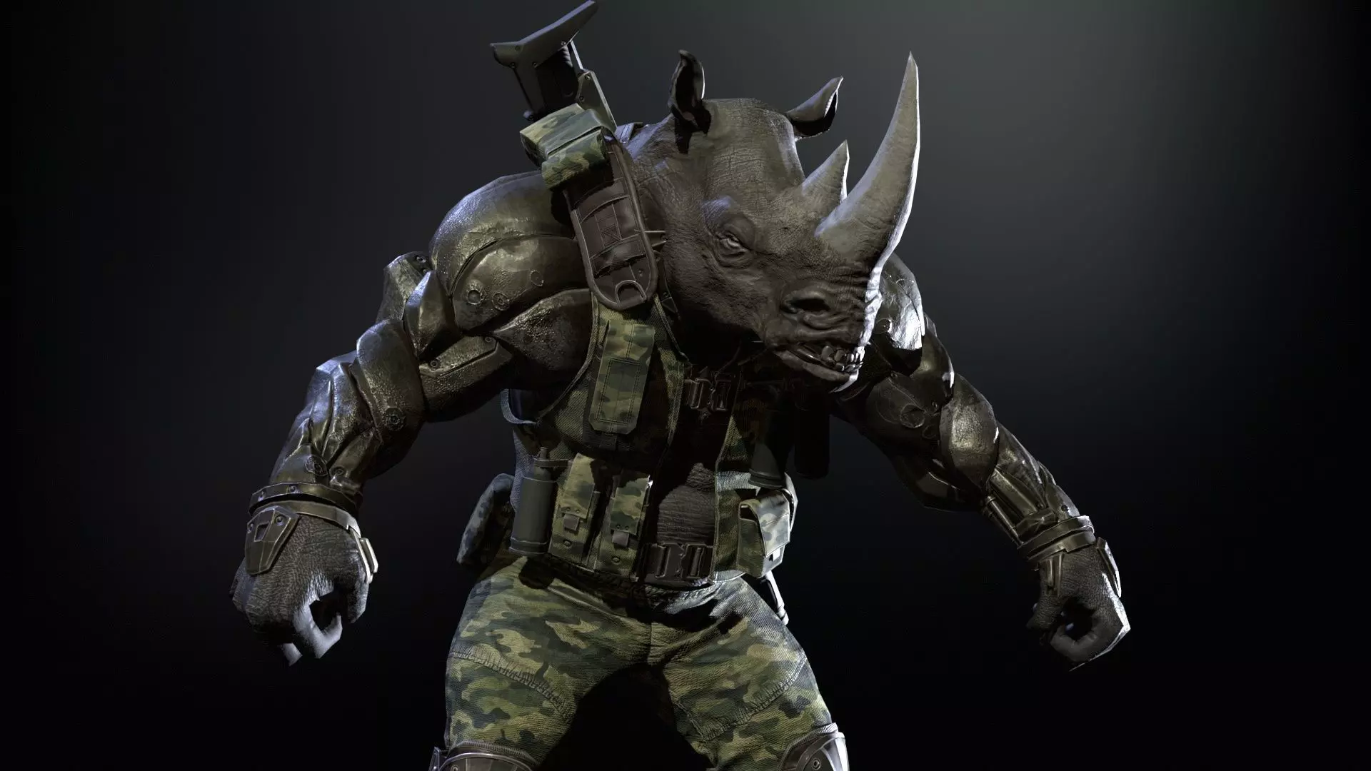 Rhino Soldier Low-poly 3D model_16