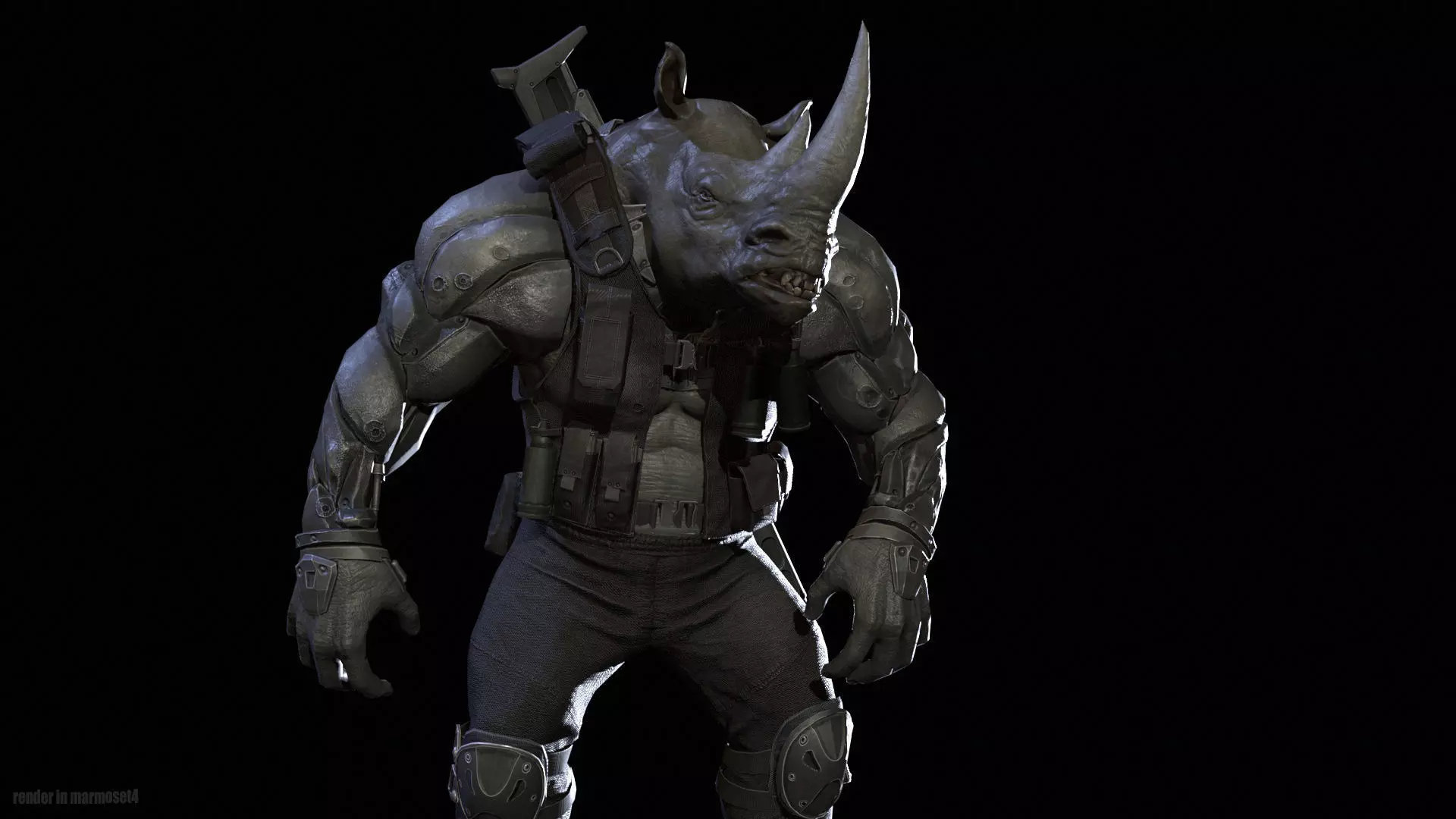 Rhino Soldier Low-poly 3D model_4