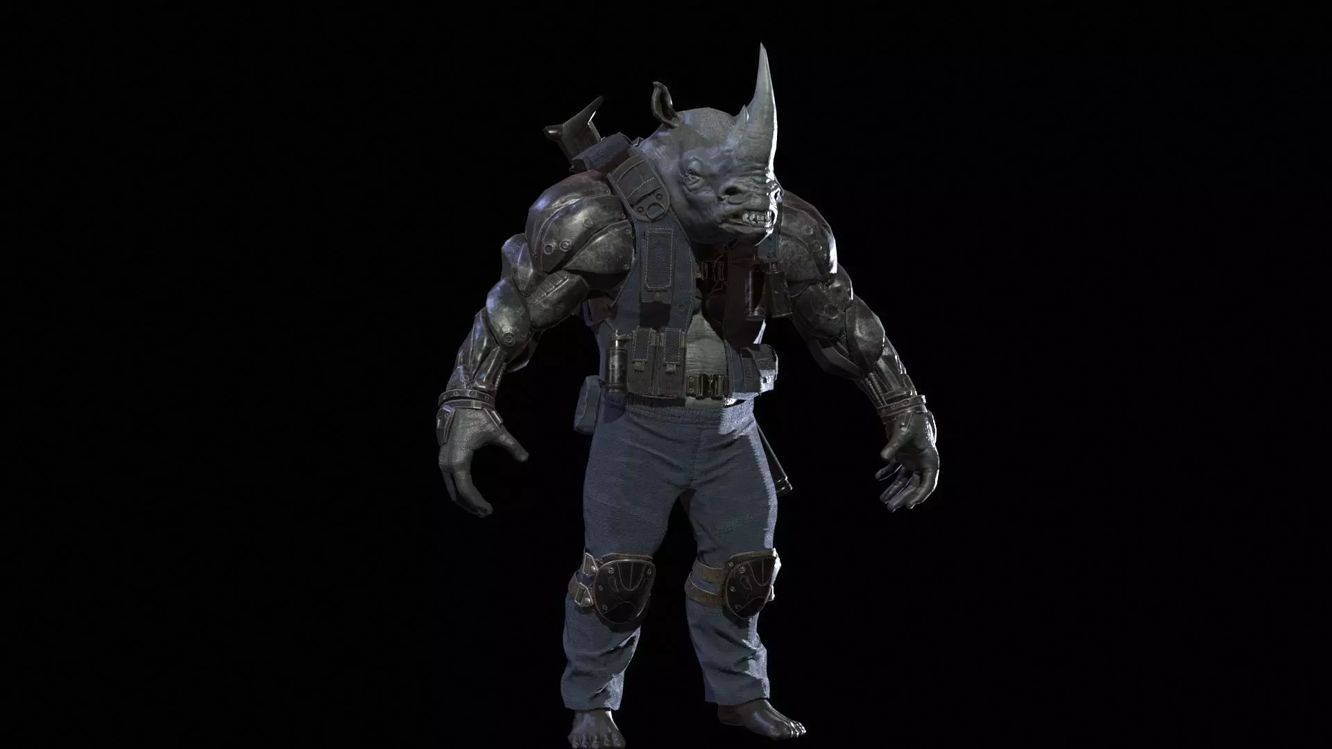 Rhino Soldier Low-poly 3D model_15