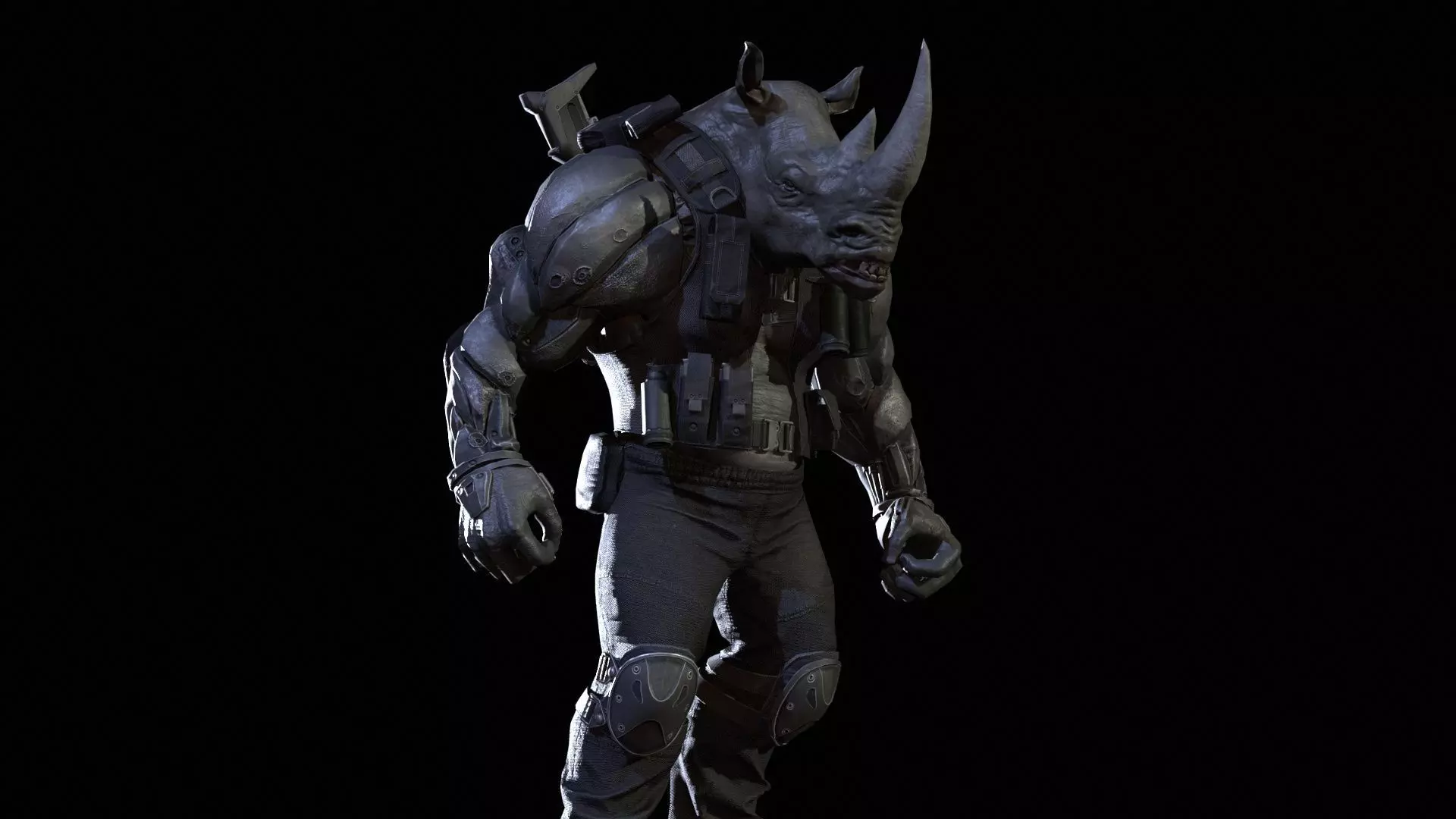 Rhino Soldier Low-poly 3D model_6