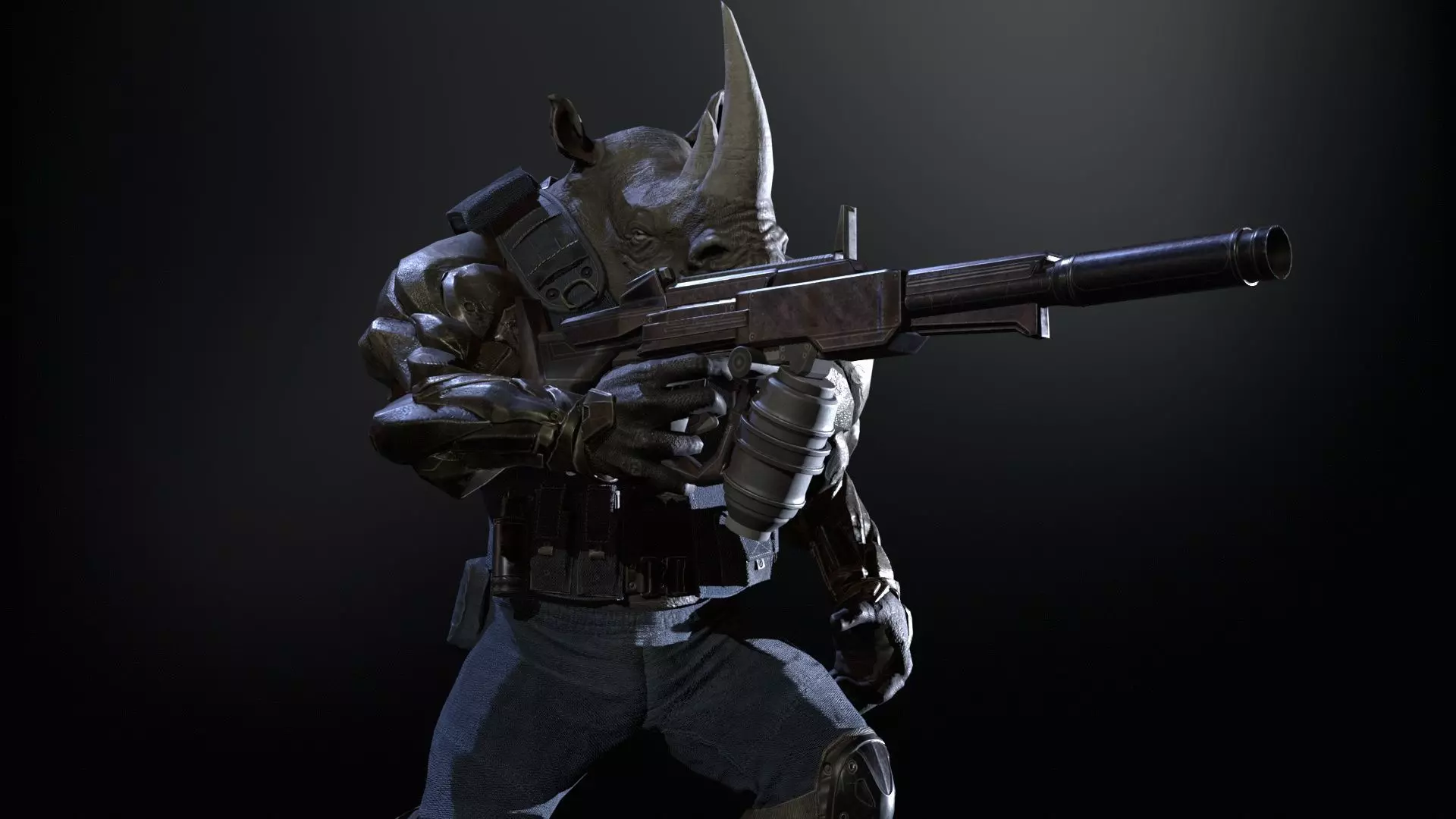 Rhino Soldier Low-poly 3D model_8