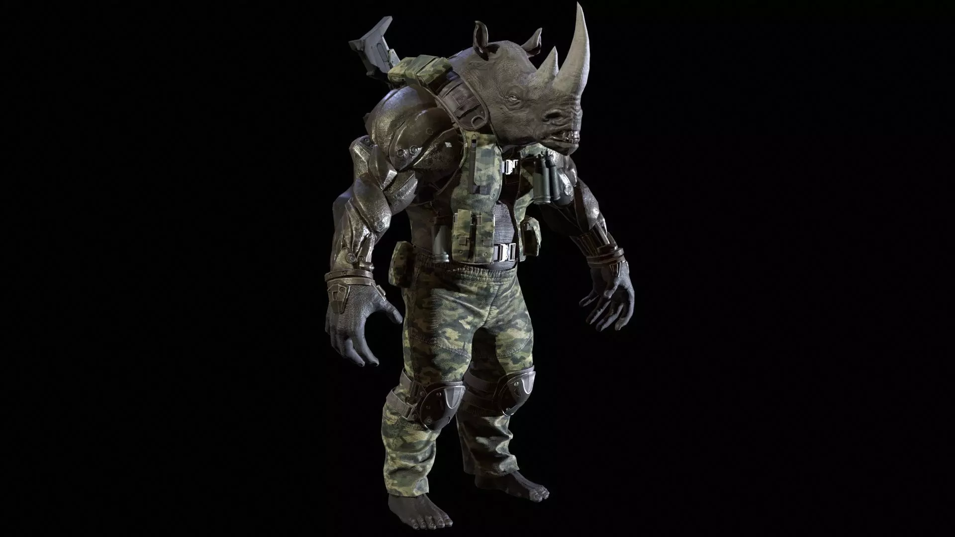 Rhino Soldier Low-poly 3D model_13