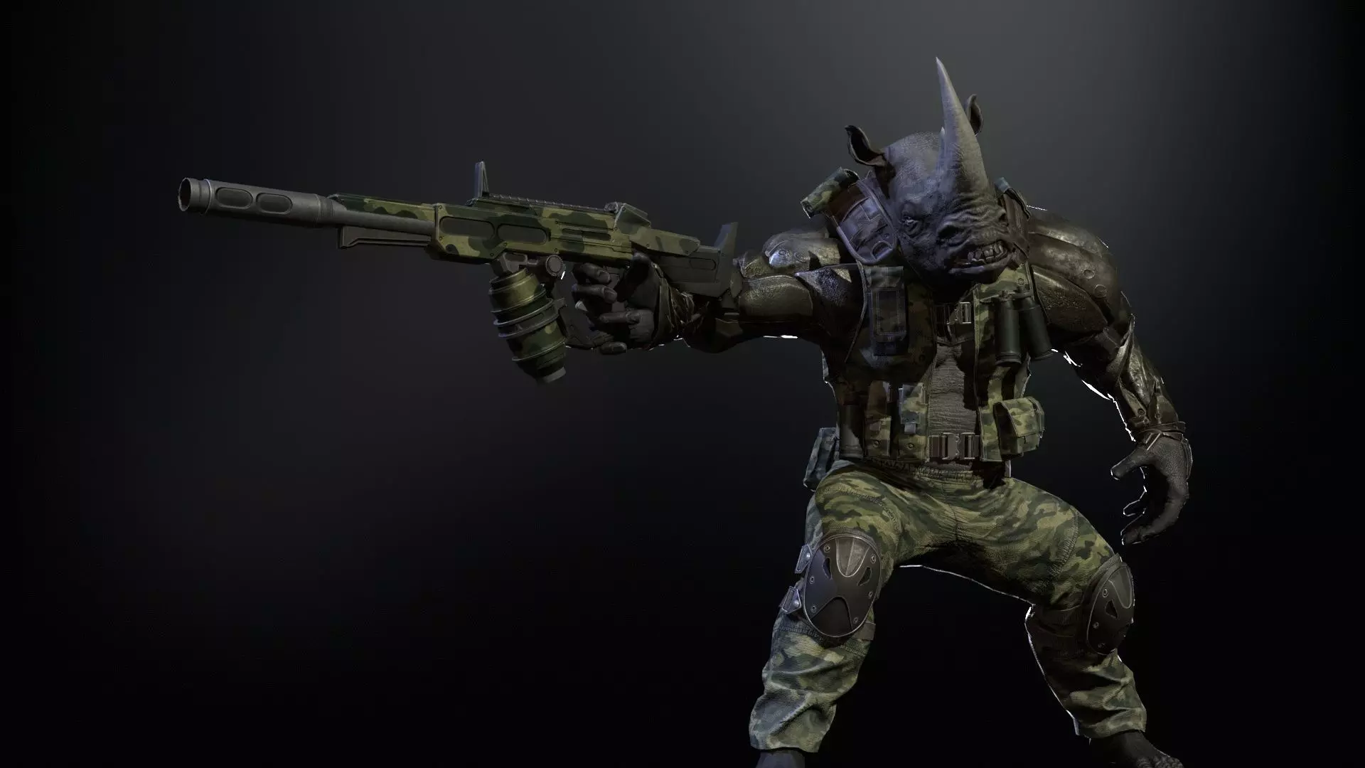 Rhino Soldier Low-poly 3D model_19