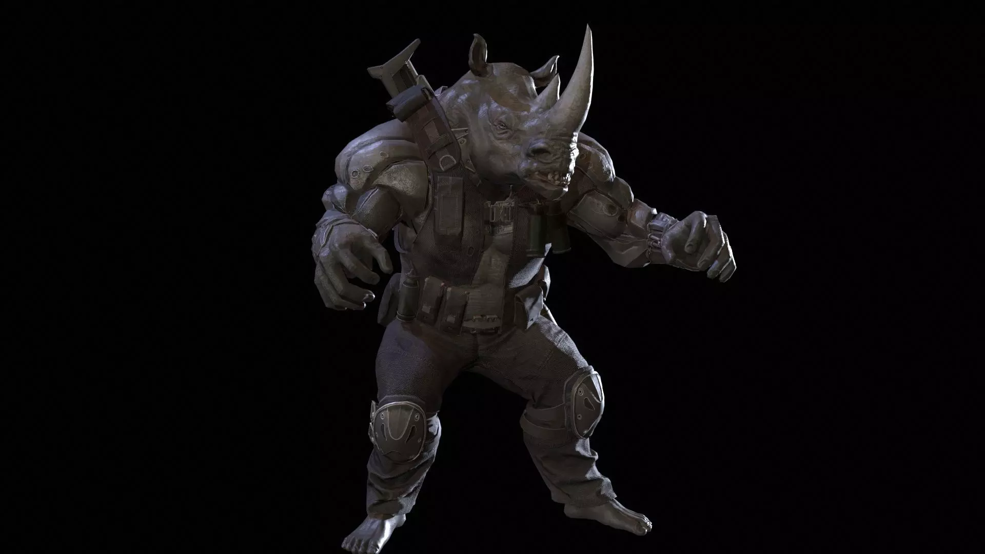 Rhino Soldier Low-poly 3D model_26