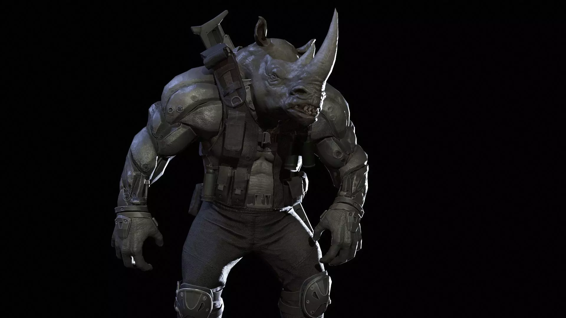 Rhino Soldier Low-poly 3D model_17