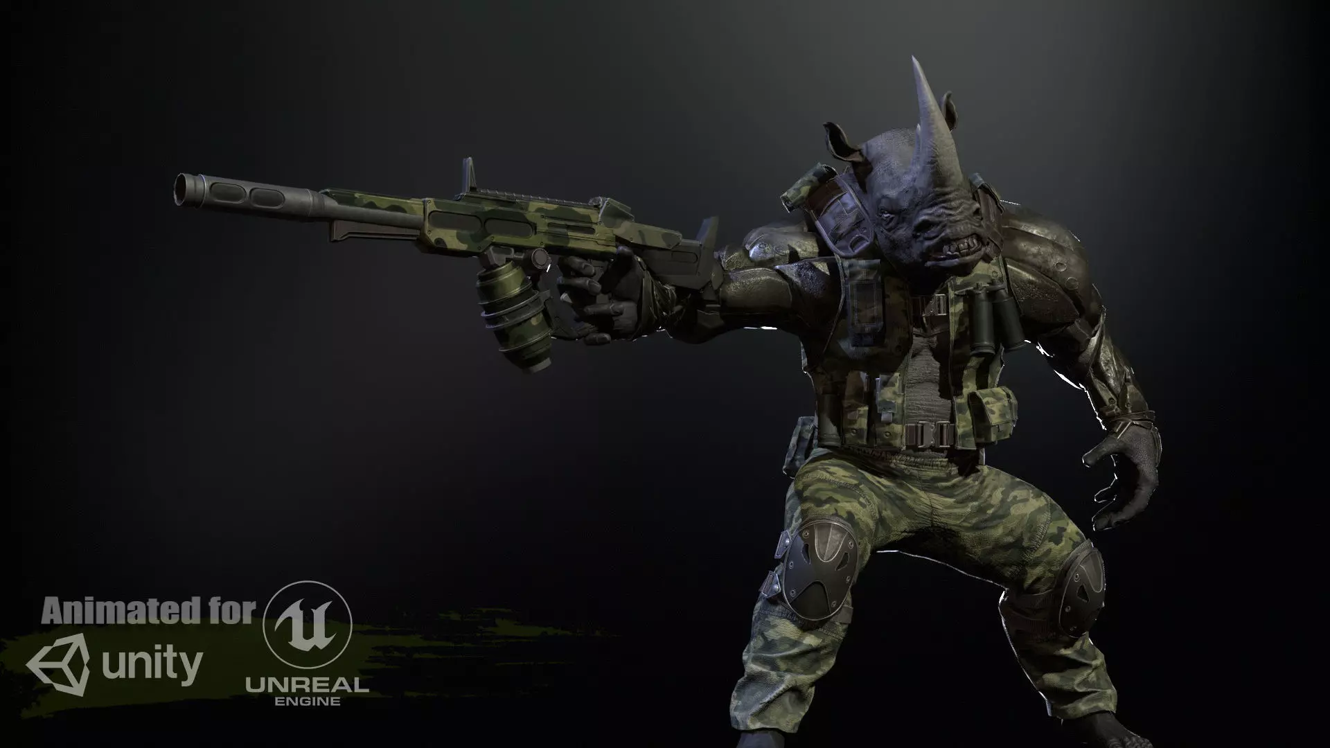 Rhino Soldier Low-poly 3D model_0